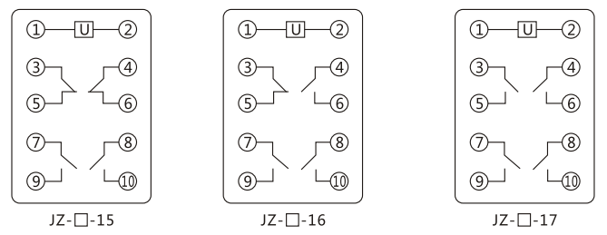 JZY（J)-216靜態(tài)中間繼電器內(nèi)部接線圖及外引接線圖