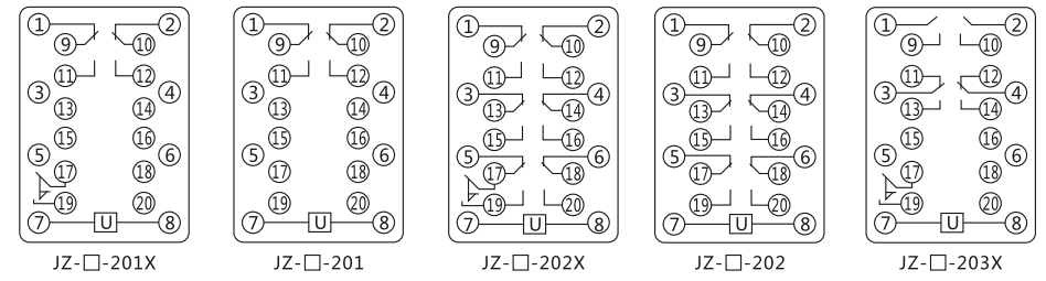 JZY（J)-216靜態(tài)中間繼電器內(nèi)部接線圖及外引接線圖
