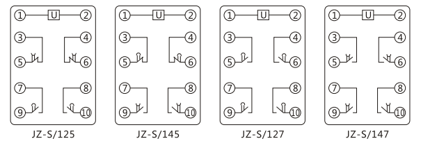 JZ-S/2417靜態(tài)可調(diào)延時中間繼電器內(nèi)部接線圖及外引接線圖